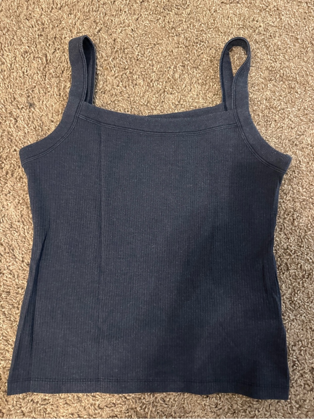 American Eagle Outfitters Black Ribbed Square-Neck Cami
